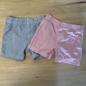 Carter’s 100% Cotton Striped Shorts Bundle - Red and Gray